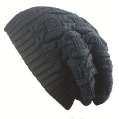 Ribbed Knitted Oversized Slouch Beanie for Women