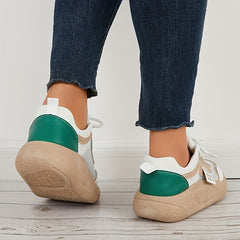 Women Colorblock Mesh Chunky Sneakers Thick Sole Lace Up Sport Shoes