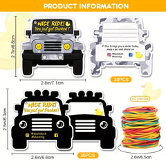 60pcs Duck Duck SUV Cards Car Duck Tags Game Card Printed With Rubber Bands
