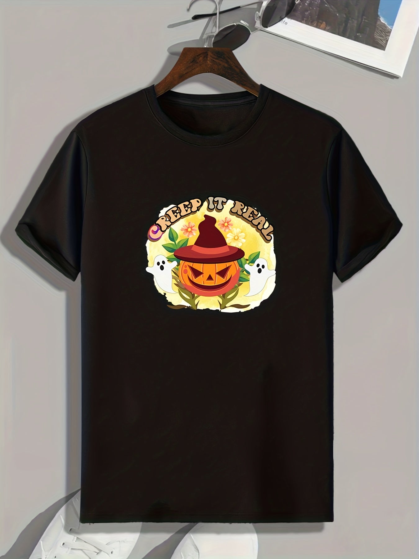 Halloween Pumpkin Pattern Print Men's Sports T-shirt