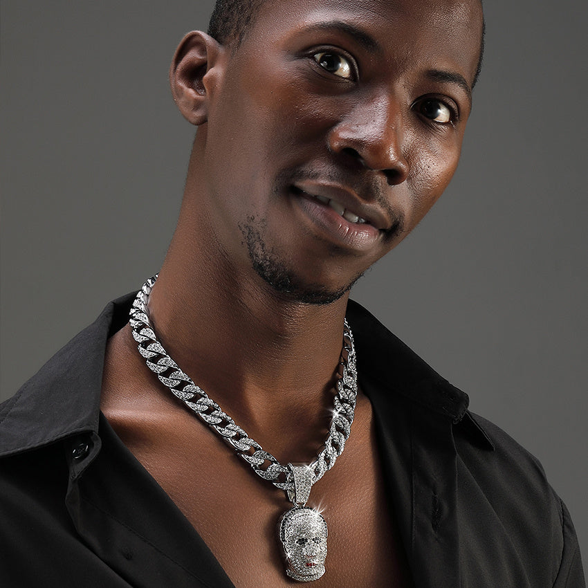 Human Head Pendant Cuban Necklace