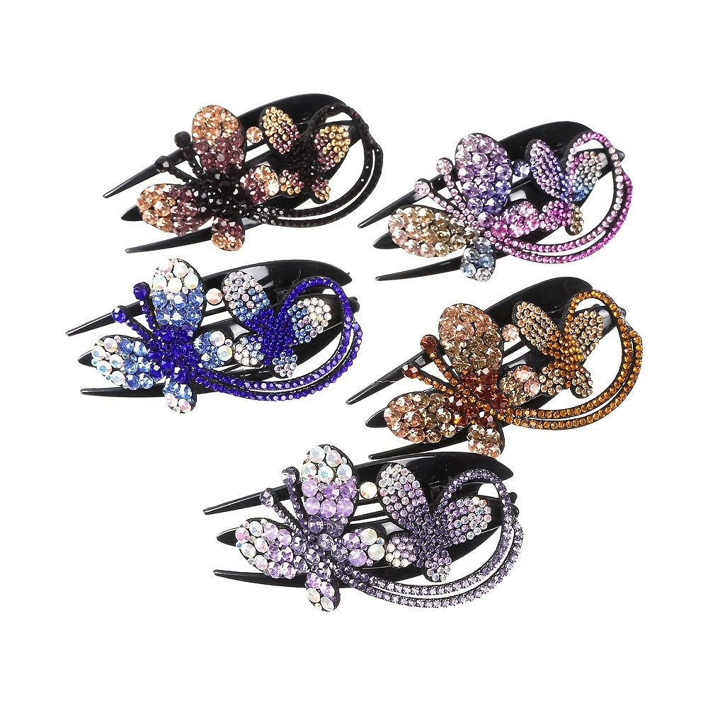 Rhinestone Flower Hair Claw Clip Strong Hold Hairpin
