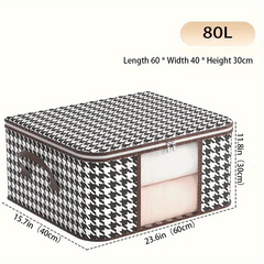 Large Houndstooth Pattern Box Zipper Clothes Organizer