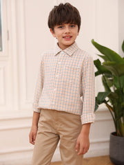 Kids Plaid Shirt Long Sleeve Collared Casual Top Boys Summer