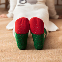 Christmas Elk Pattern Socks Warm Plush Lined Home Socks Women's Stockings