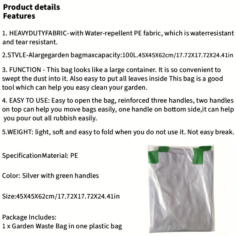 Large Capacity Reusable Garden Waste Bag Heavy Duty Garden Waste Bags