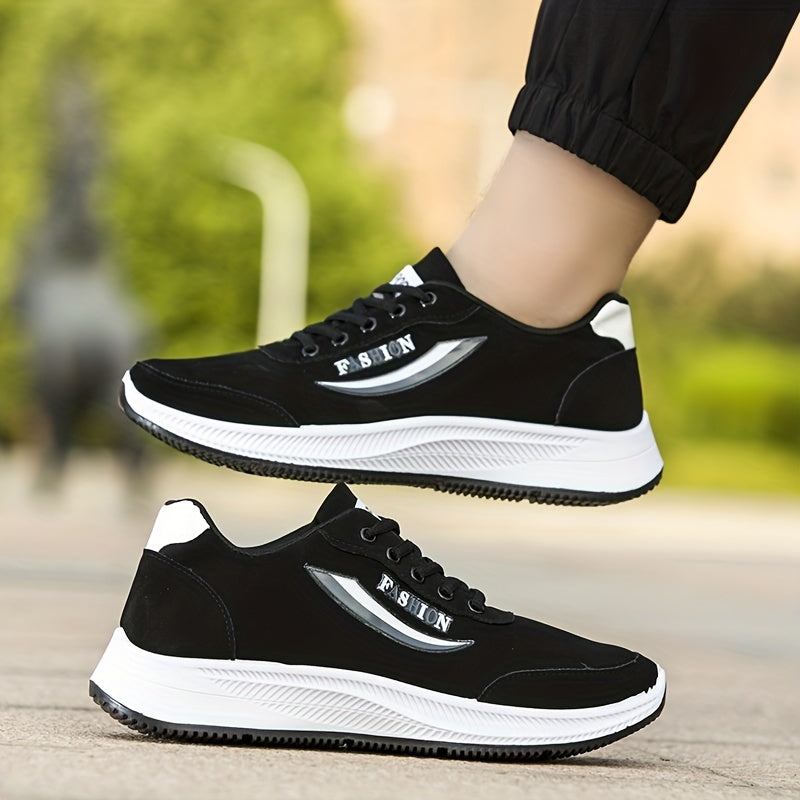 Men's Letter Print Lace up Sneakers Soft Sole Walking Shoes