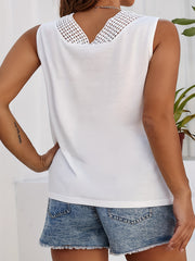 Lace Panel V-Neck Tank Top