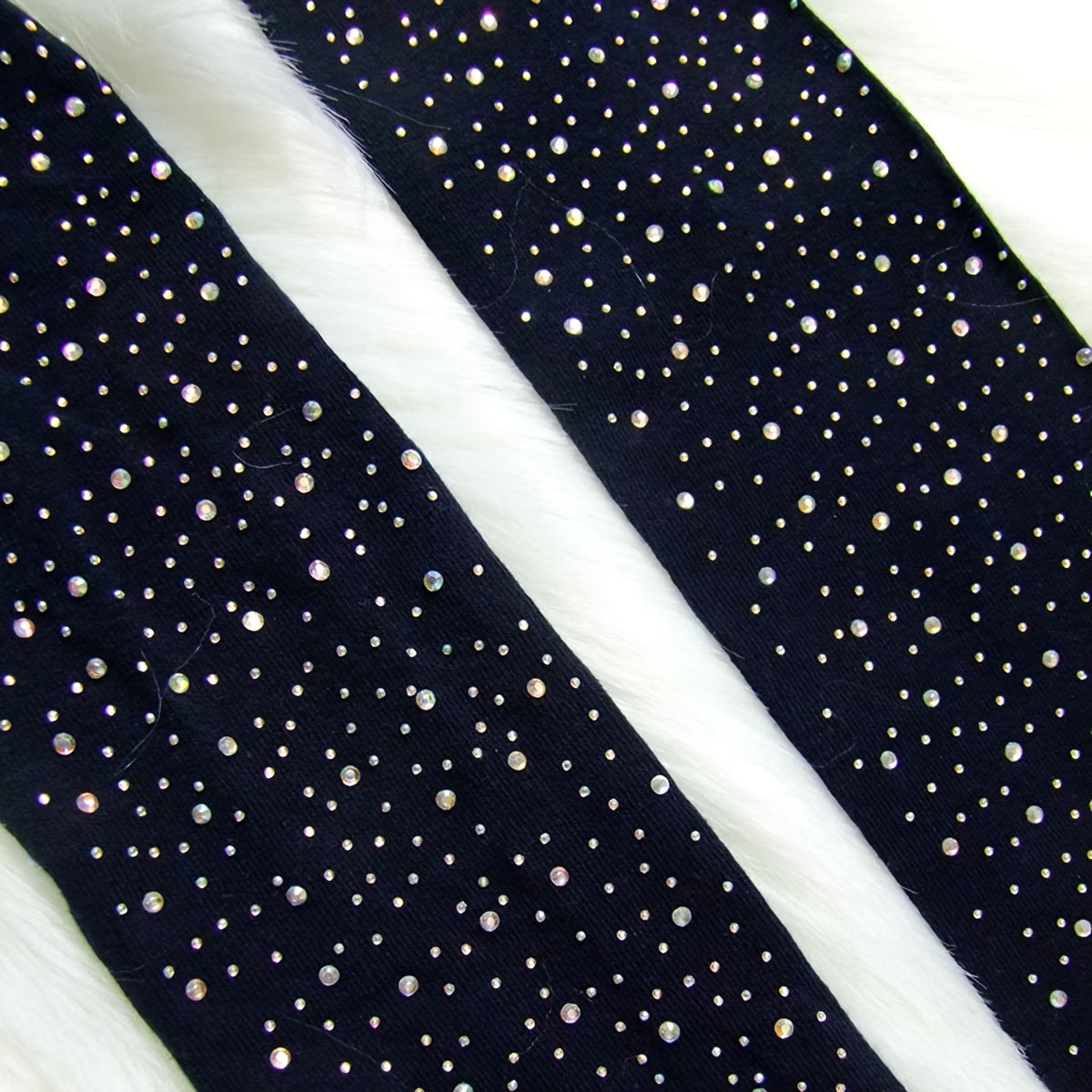Rhinestone Thigh High Socks Striped Over The Knee Stockings