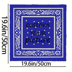 Personalized Men's Square Scarf with Your Photo Emblem