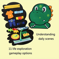 Dinosaur Busy Board Montessori Toys for Toddlers Boys Girls Travel Sensory Book