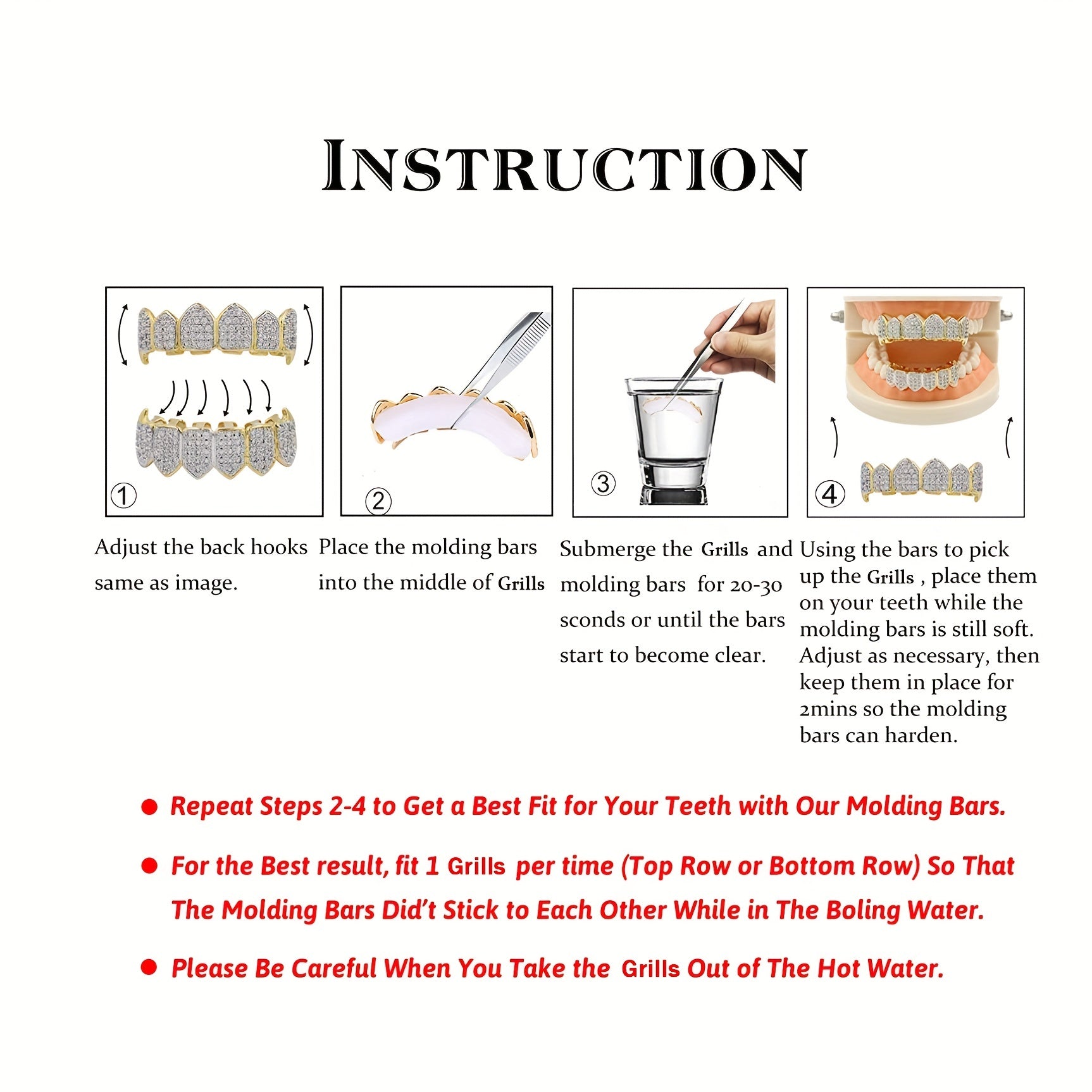18k Gold Plated Hip Hop Grillz Set for Teeth