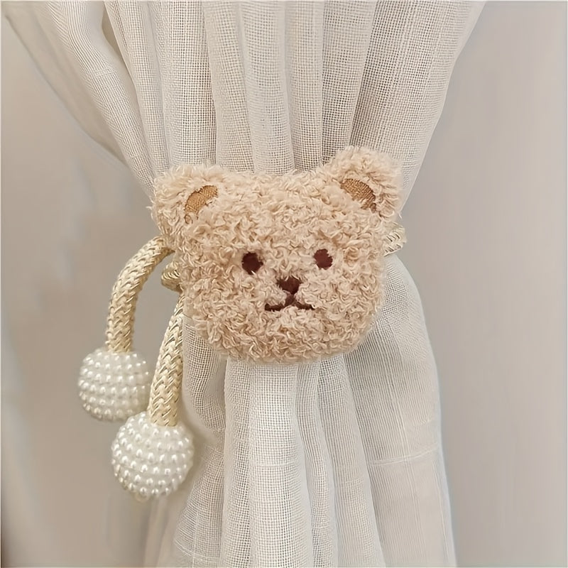 Adorable Teddy Bear Curtain Tieback with Pearl Accents