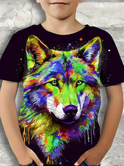 Wolf Graphic T Shirt for Boys 3D Digital Print Stretch Tee