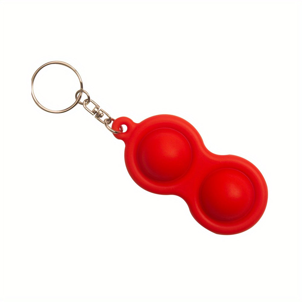 Silicone Keychain Hand Squeeze Pinch Lock Grip Sensory Double Circle Toy