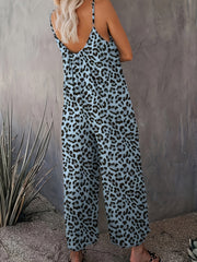  Leopard Print Cami Jumpsuit with Pockets