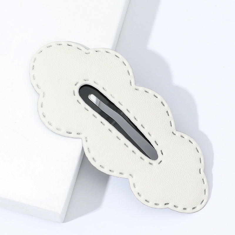 PU Leather Cloud Hair Clip Women's Solid Cartoon Hair Clip