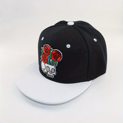 Skull Rose Embroidery Hats Adjustable Snapback Hip Hop Cap