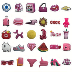 100PCS Pink Charms for Shoes Decoration DIY Accessories Kids Women