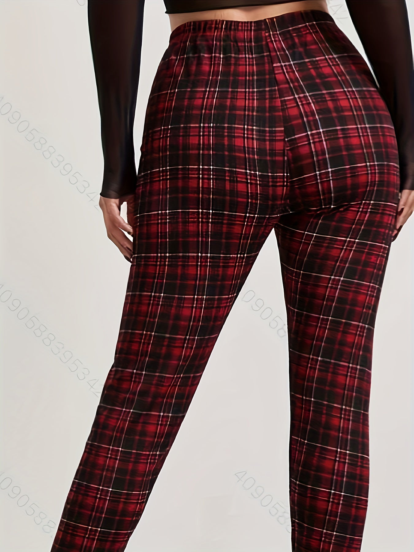  Plaid Print High Rise Leggings