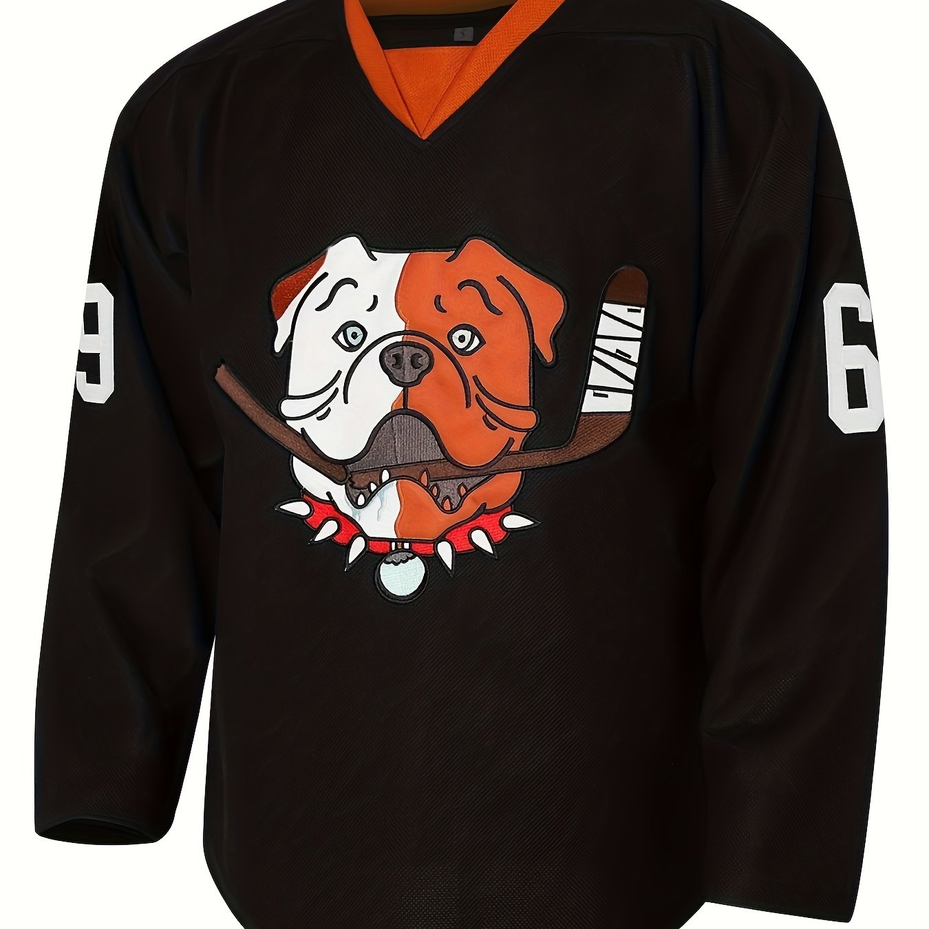 Men's Dog Print Long Sleeve Ice Hockey Jersey 69 Classic Embroidery