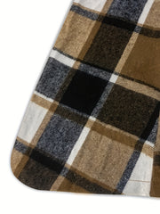  Plaid Print Split Collar Vest Blazer