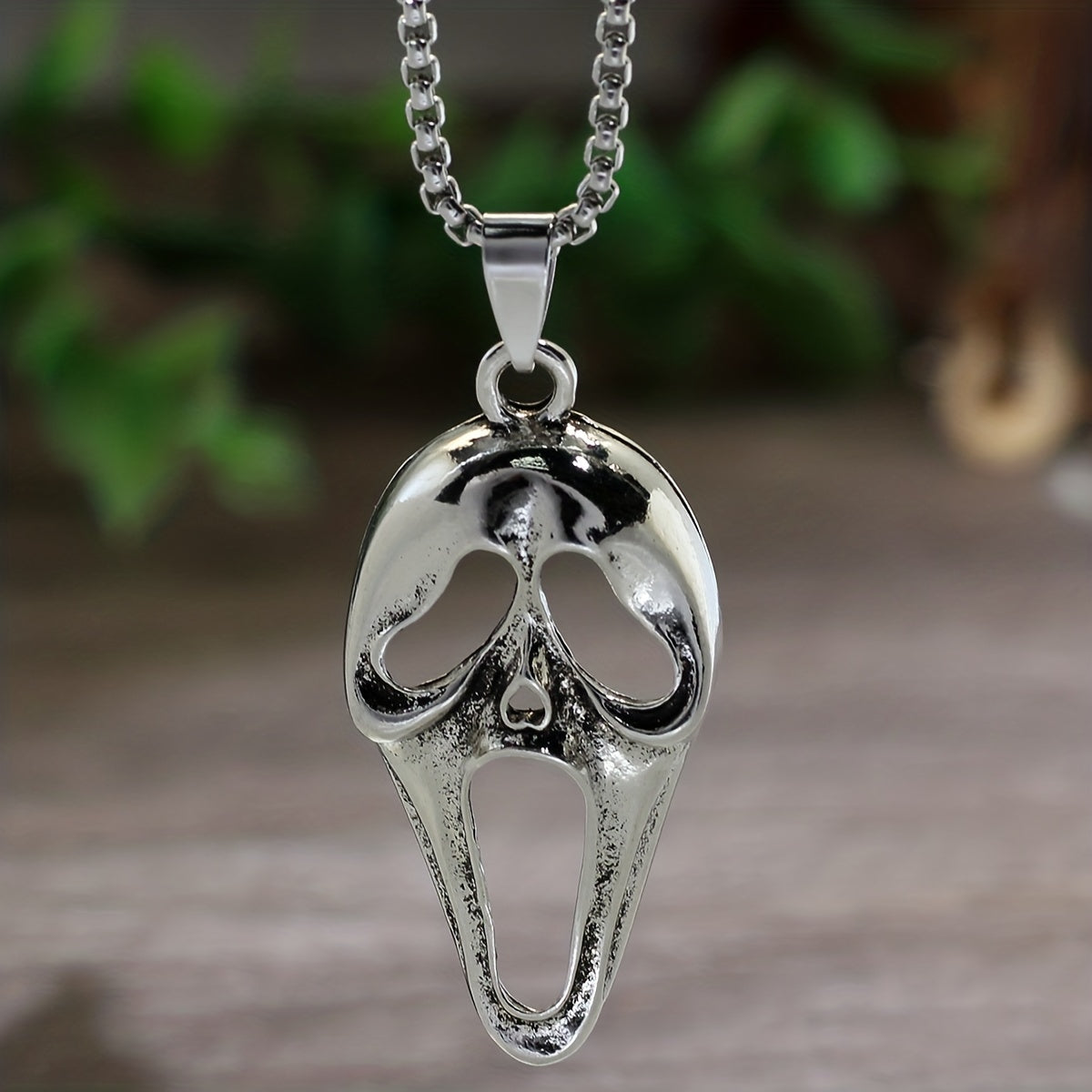 Screaming Skull Mask Punk Pendant Necklace Men Jewelry Gift