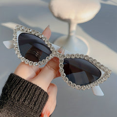 Vintage Rhinestone Cat Eye Sunglasses Y2K Women Eyewear