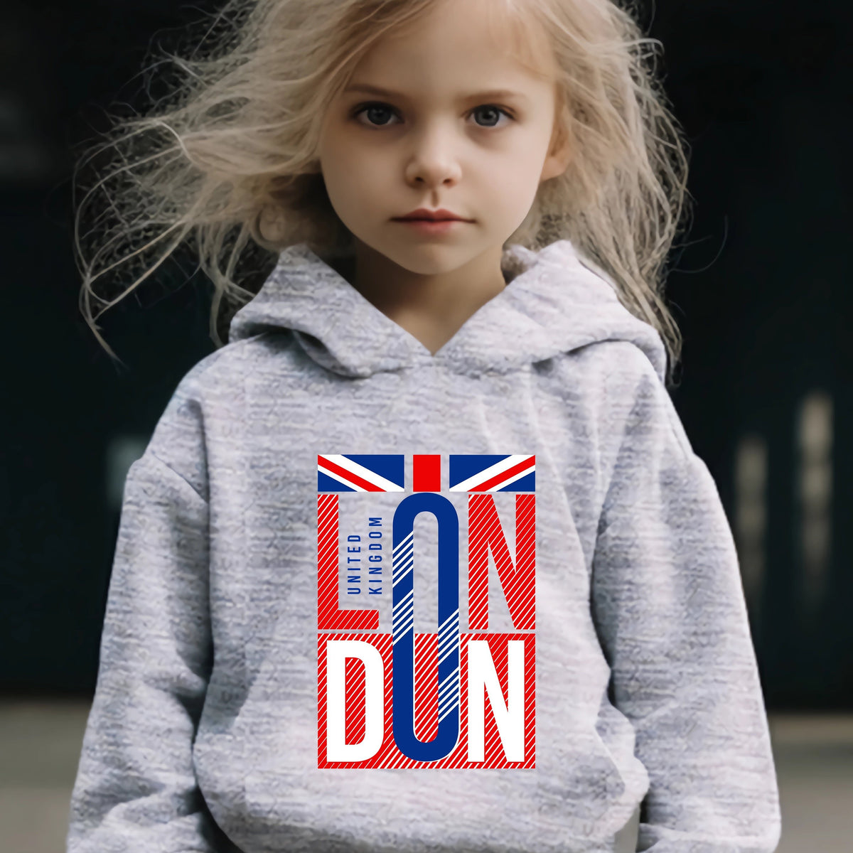 Girls Dn Pattern Hooded Sweatshirt & Sweatpants Set
