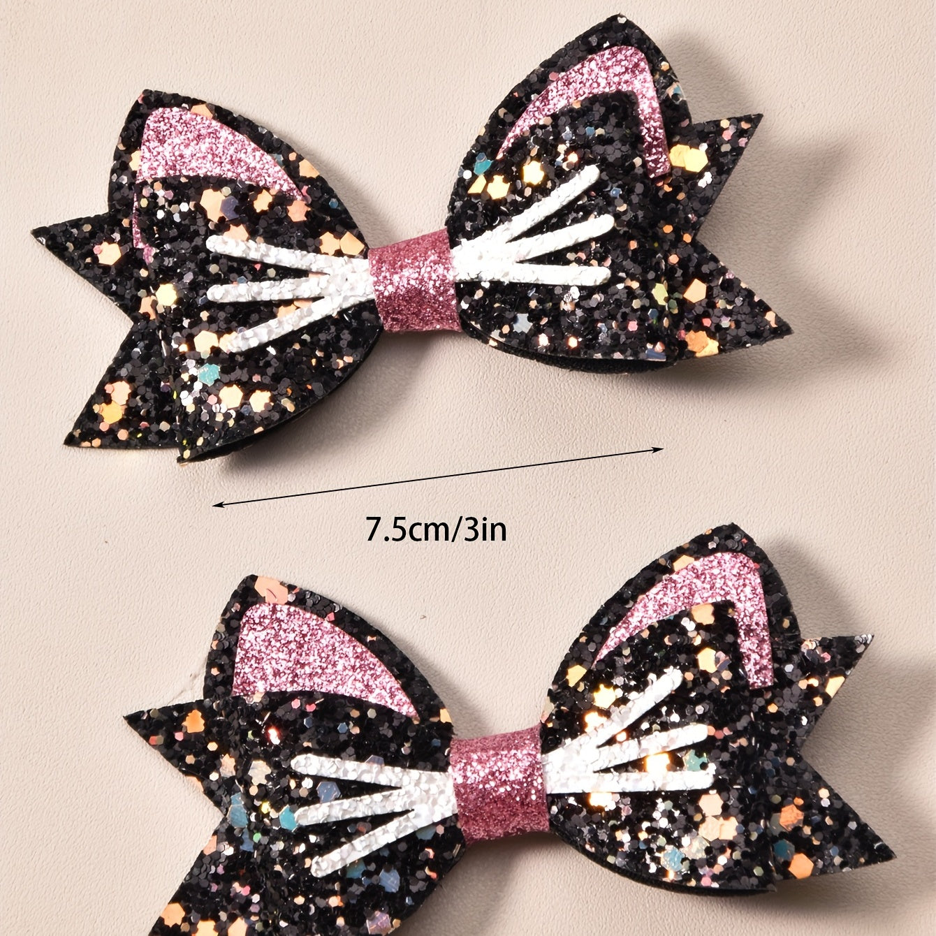 2pcs Girls Sequins Wild Cats Swallowtail Bangs Clip Hair Accessories