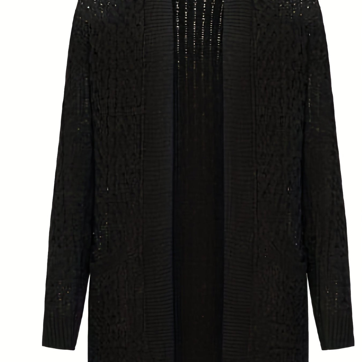 Plus Size Casual Cardigan Women's Plus Solid Hollow Out Half Sleeve Open Front