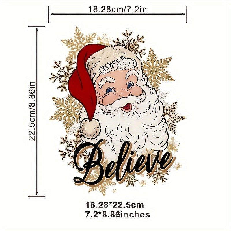 1pc Santa Claus Iron on Letter Transfers For T Shirts DIY Christmas Crafts