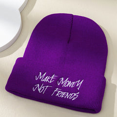 Embroidery Knit Hat Beanie Solid Winter Soft Outdoor Casual Hat