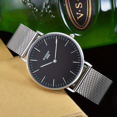 KUERST Mesh Strap Ultra thin Quartz Watch Romantic Love Element Wrist Watch