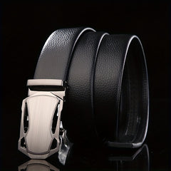 Men's Auto Buckle Leather Belt Sports Car Style Casual Business Belt