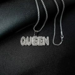 Punk Hip Hop Silver Rhinestone Letter Necklace