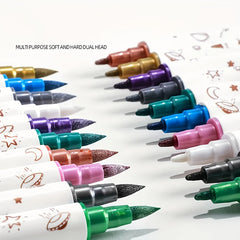 10pcs Dual Tip Glitter Pens Set - Ideal for DIY Journals & Artwork
