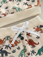 Baby Boys Dino Outfit Long Sleeve Top Pants 2pcs Set