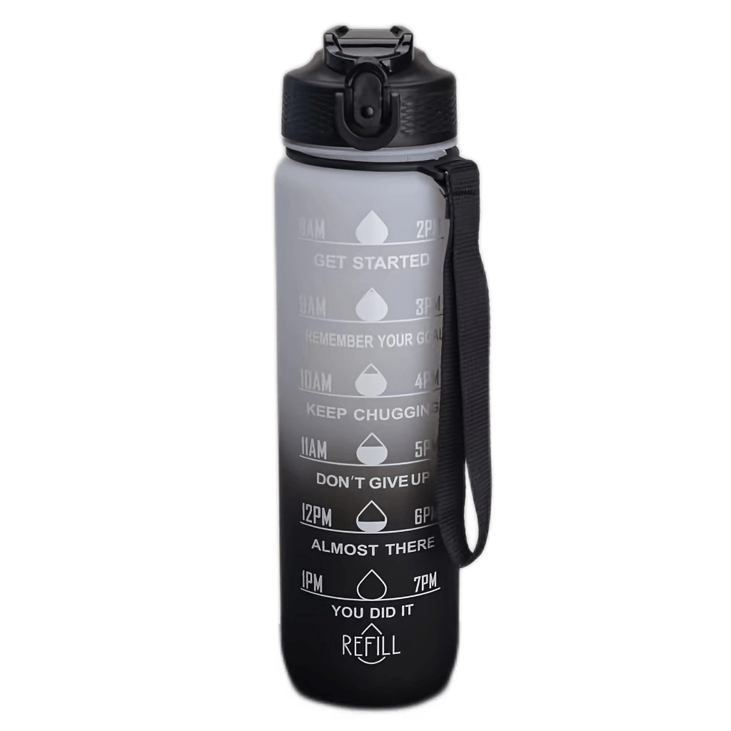 900ml Portable Water Bottle with Times Scale and Straw Leakproof Gradient Cup