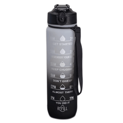 900ml Portable Water Bottle with Times Scale and Straw Leakproof Gradient Cup