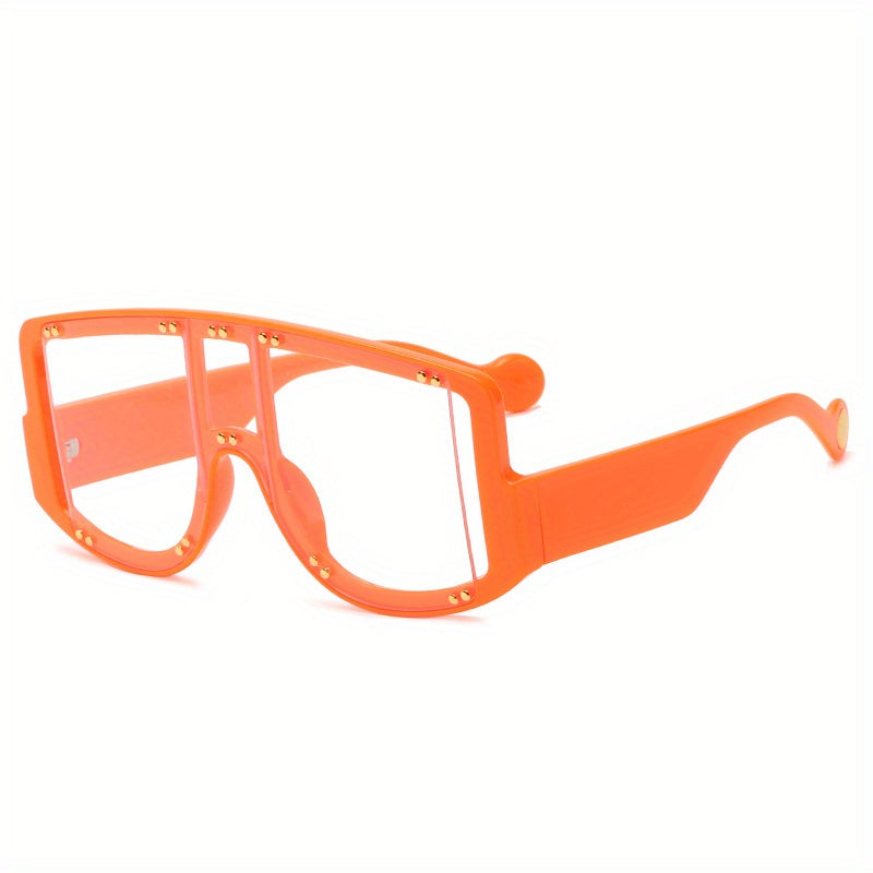 Large Frame Square Rivet Colorful Sunglasses Punk Conjoined PC Sunglasses
