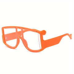 Large Frame Square Rivet Colorful Sunglasses Punk Conjoined PC Sunglasses