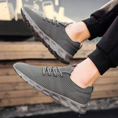 Men's Knit Lace Up Casual Shoes Anti skid Running Sneakers