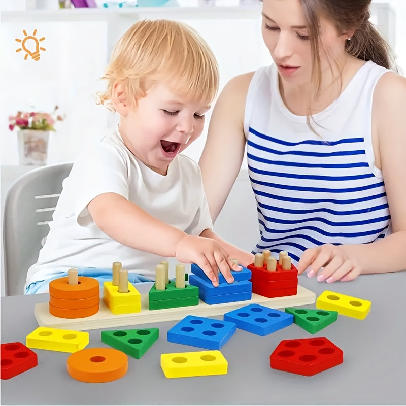 Colorful Wooden Sorting & Stacking Educational Toy