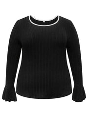  Flounce Sleeve Round Neck Top