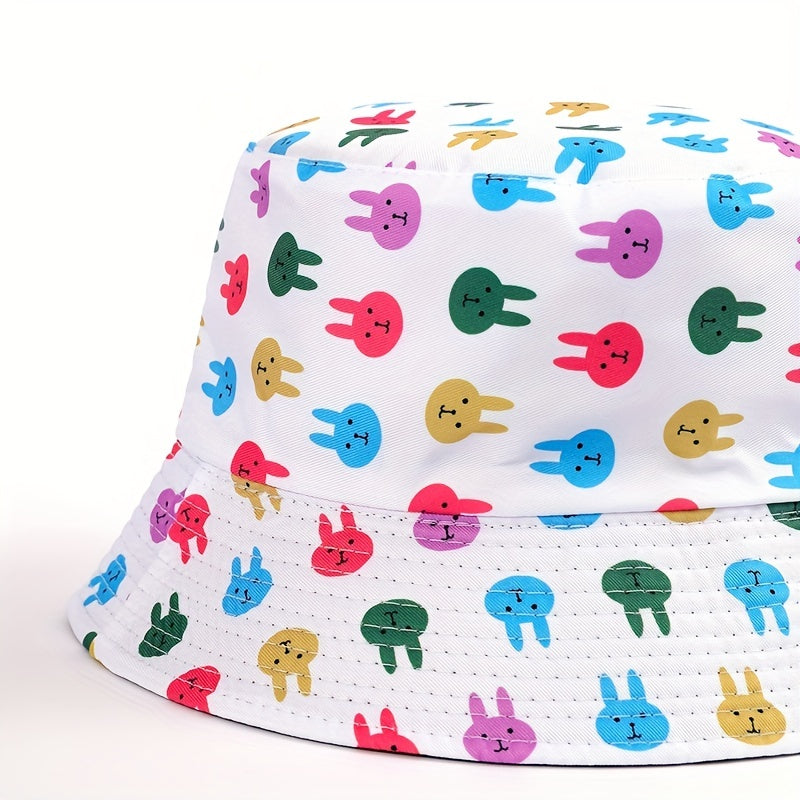 Colorful Rabbit Print Bucket Hat Lightweight Sunshade