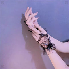 Short Lace Bow Half Finger Gloves Bridal Wedding Accessories