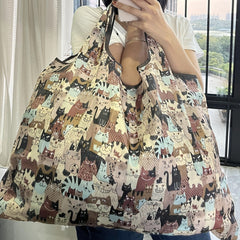 Cartoon Print Tote Shoulder Bag Lightweight Shopping Bag