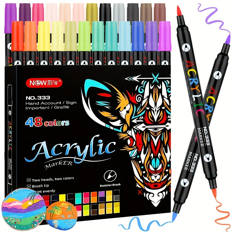 72 Dual Tip Acrylic Markers Vibrant Art Supplies for Students