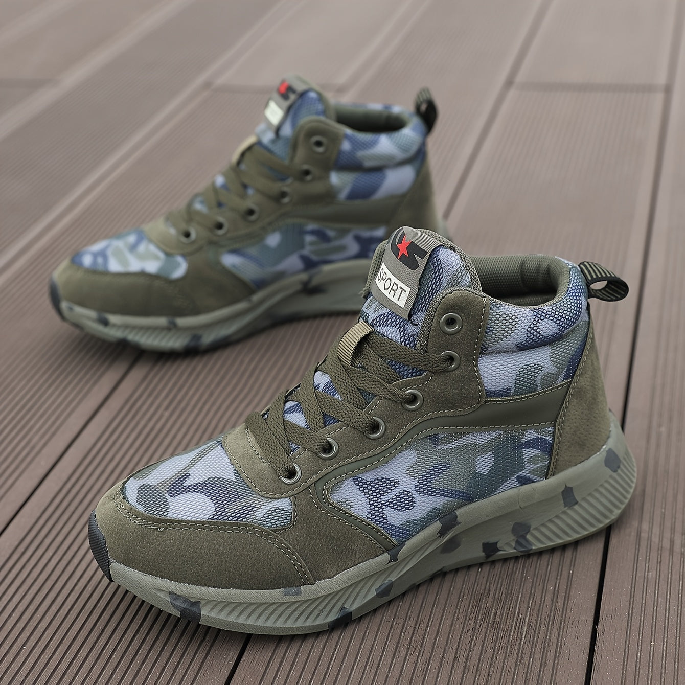 Women's Camo Print Lace Up High Top Sneakers